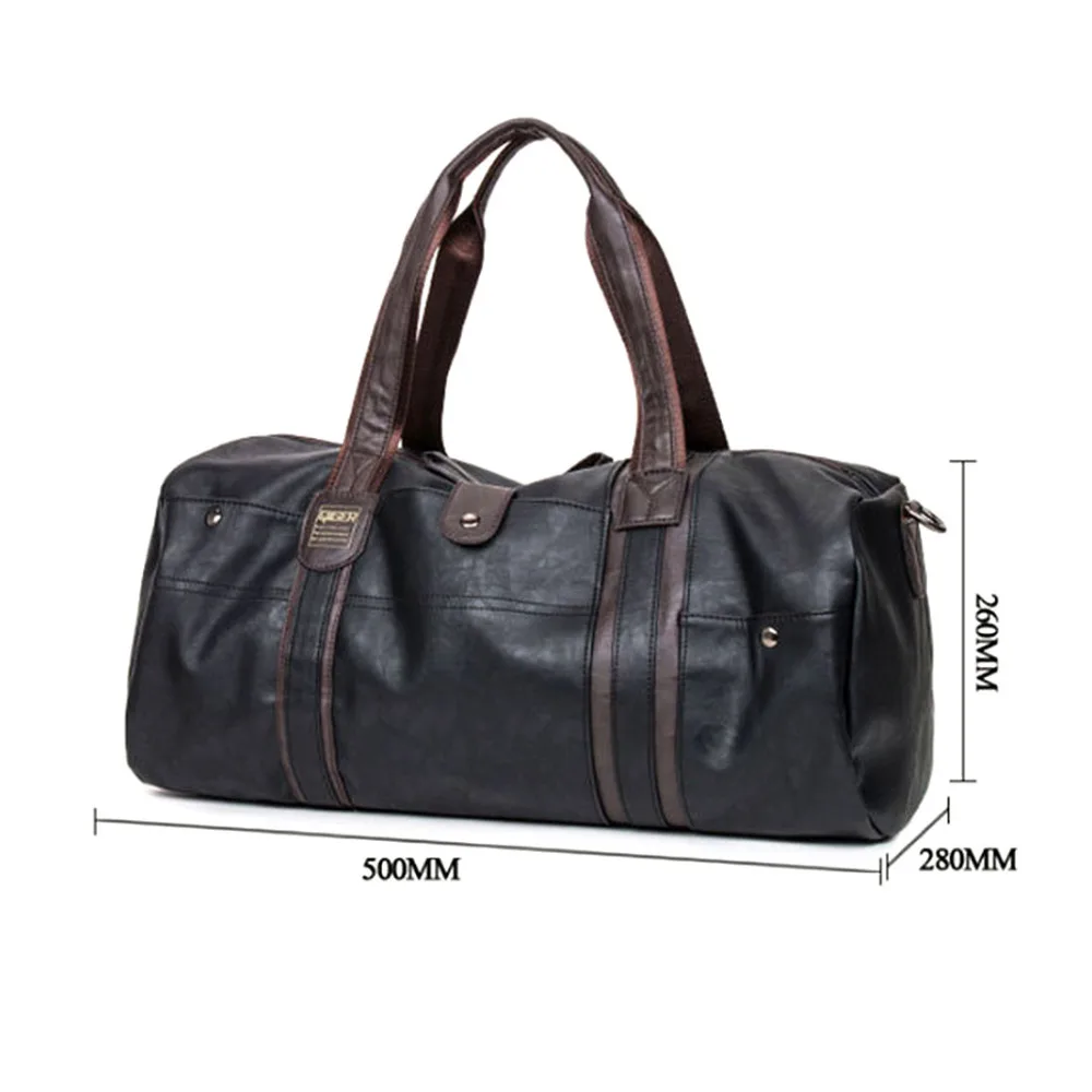 Men's Large Capacity PU Leather Sports Gym Bag Fitness Sport Duffel Tote Travel Shoulder Handbag Male Black Brown | Спорт и