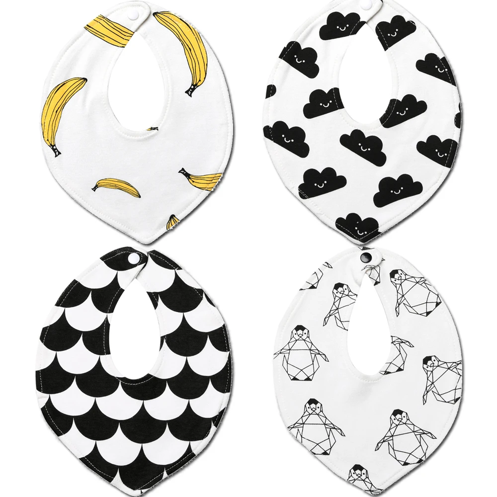 Детские нагрудники 4 шт./лот Слюнявчики с принтом ткани детские для младенцев