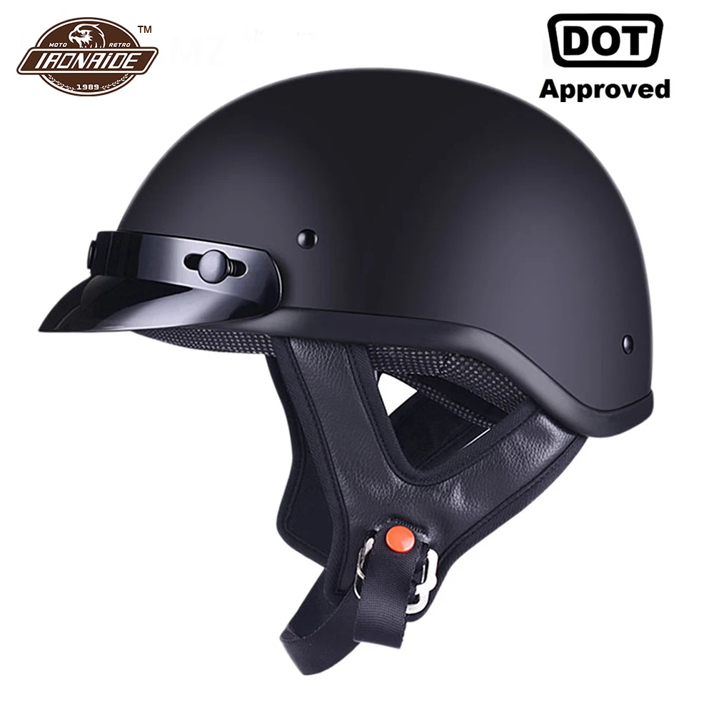 

AMZ Motorcycle Helmet Half Face Retro Moto Helmet Vintage German Style Casco Casque Scooter Helmets With Inner Sun Visor DOT