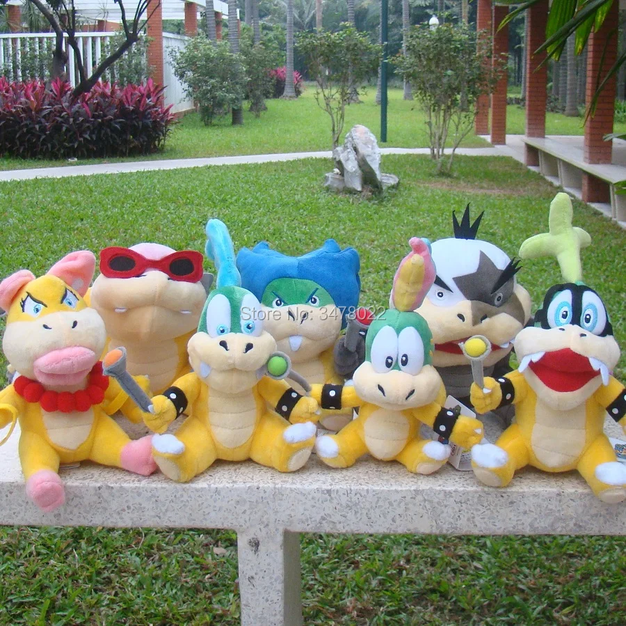 Juguetes de peluche de los Koopalings, mu&ntilde;ecos de animales de peluche de Iggy, Roy, Quinn, Lemmy, Ludwig, Morton Jr. Koopa Super Bros Bowser-0