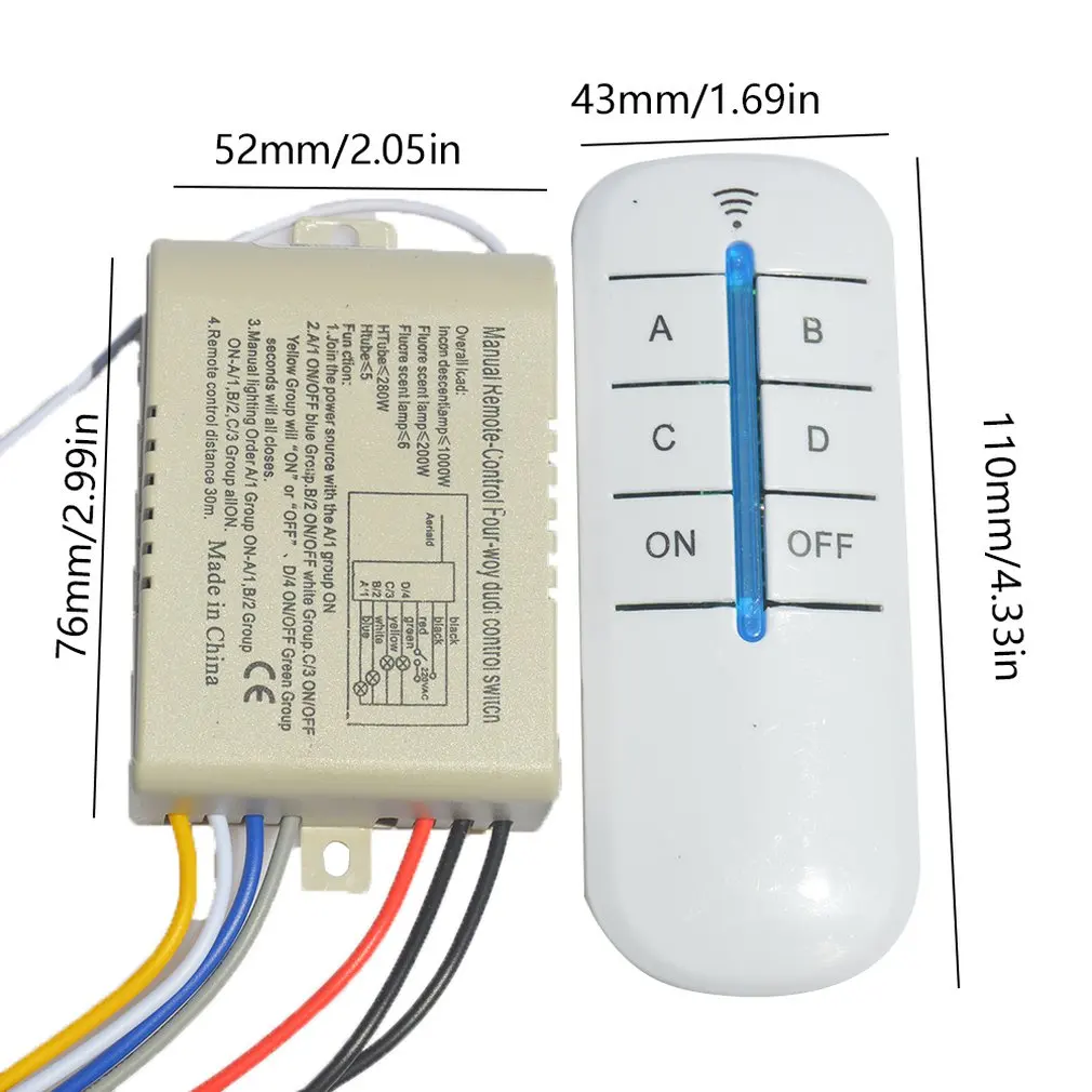 Four-Way Remote Control Switch 220V Lamp Digital Drop Shipping Sale | Обустройство дома