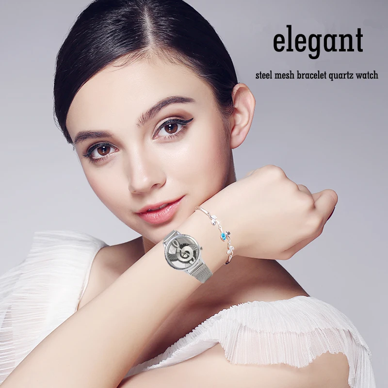 Брендовые кварцевые часы женские модные уникальный циферблат стальной сетчатый