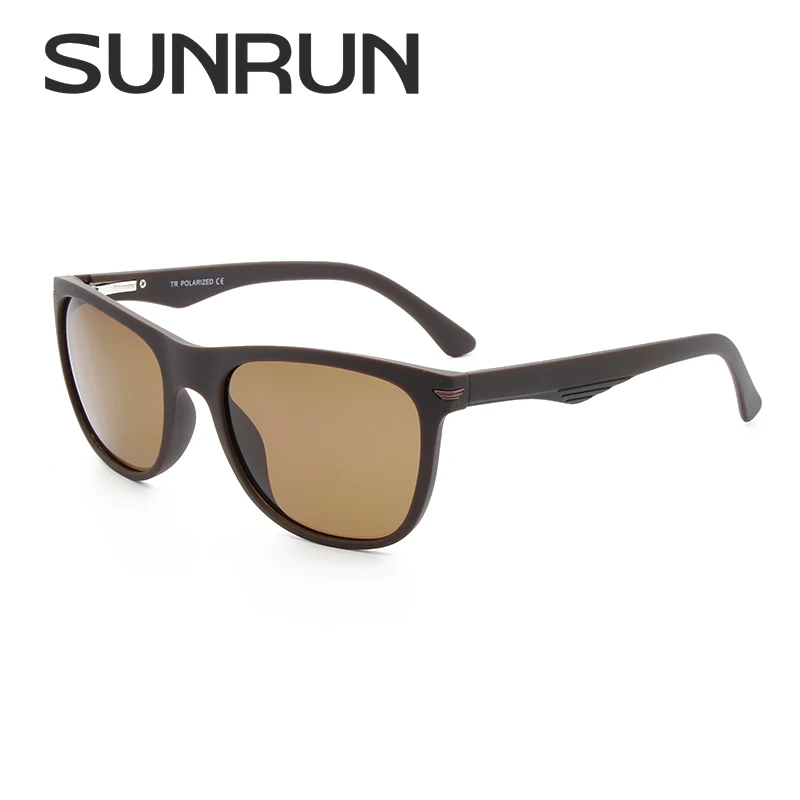 SunRun Мода поляризованных солнцезащитных очков Для мужчин квадратный TR90 рамка