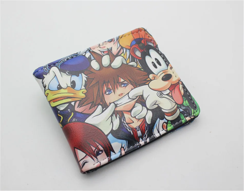 C Game Kingdom Hearts III Sora Pu короткий кошелек Двойные фото держатель для карт кошелек кожаный для мальчиков и девочек мужские кошельки на кнопке с принтом - Цвет: C