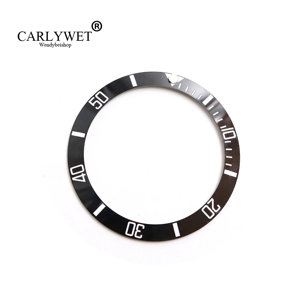 CARLYWET Replacement Black With White Writings Ceramic Bezel 38mm Insert made for Submariner GMT 40mm 116610 LN