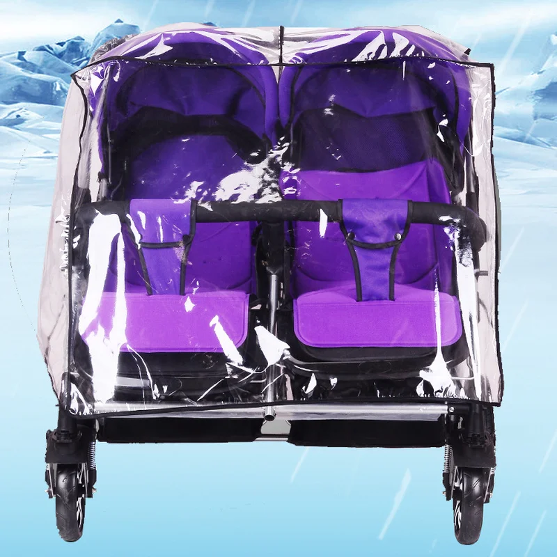 Universal Twin Stroller Rain Cover Side By Twins Baby Trolley Car Dust Proof Double | Мать и ребенок