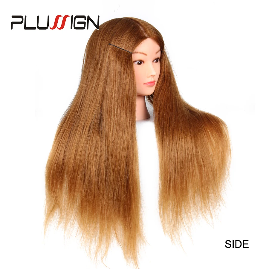 Plussign 40% High Temperature Fiber Long Hair Hairdressing Training Head Model With Clamp Stand Practice Salon Mannequin Head