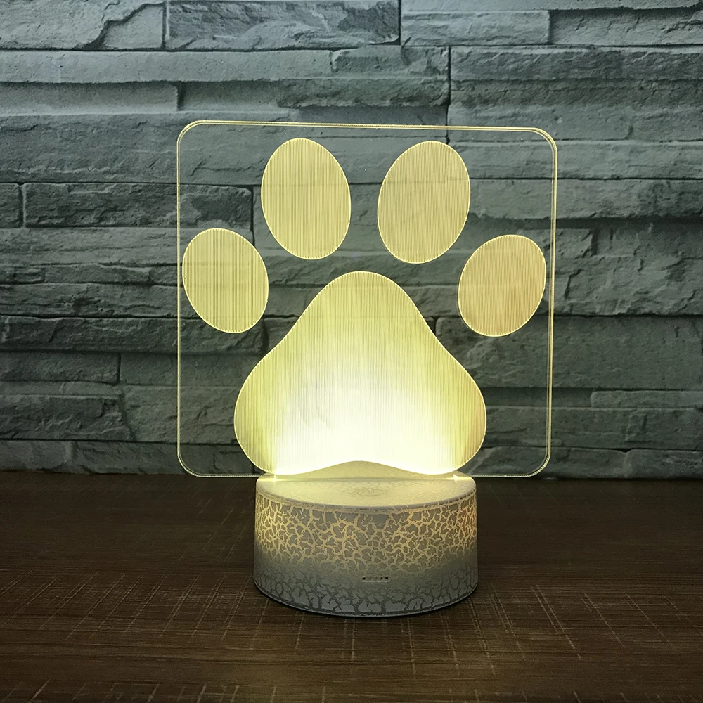 Маленький footprint3D ночник креативная Иллюзия 3d лампа LED 7 цветов меняющая