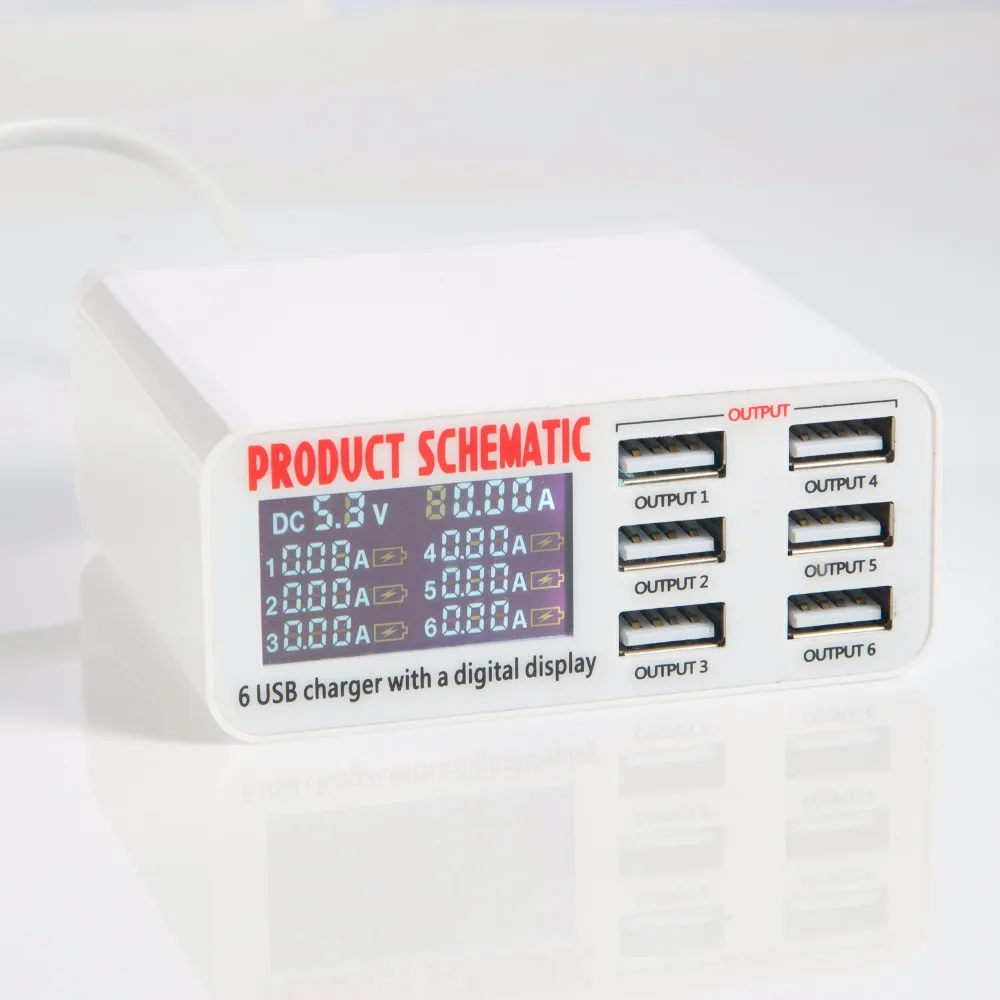 Зарядное устройство Tinhofire USB с 6 портами и ЖК дисплеем|charger 6|charger lcdlcd charger |