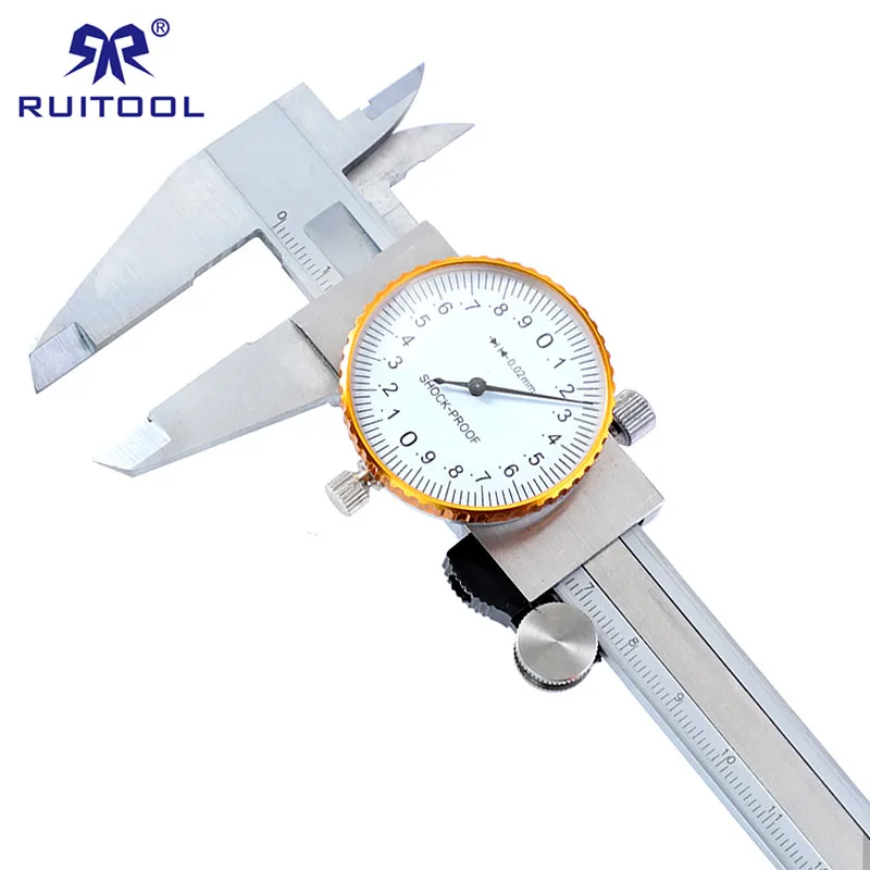 

RUITOOL 0-150mm/0.02 Dial Caliper Stainless Steel Vernier Calipers Shock Proof Metric Gauge Precision With Box