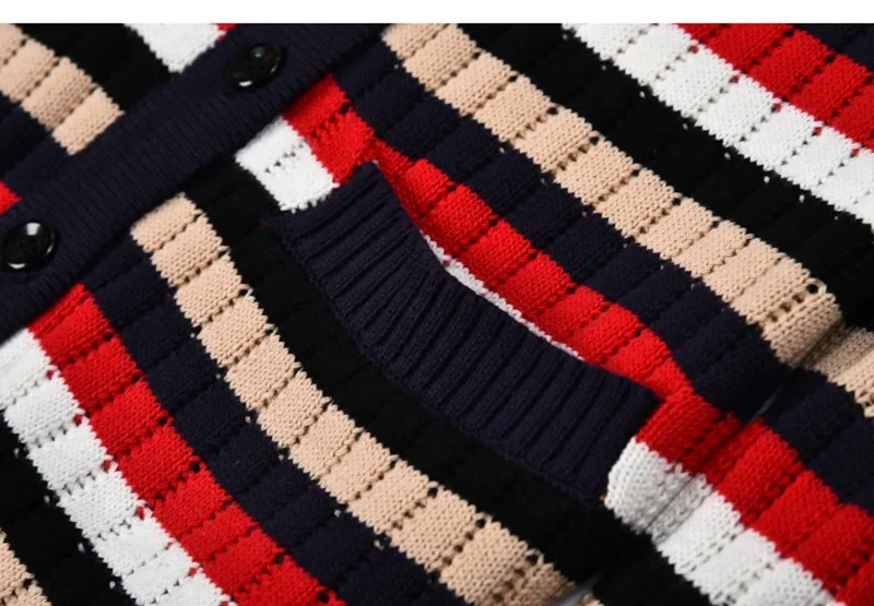 JOYDU Runway Vintage Stripes Cardigans Female 2018 New Fashion Geometric Lining V-neck Jersey Knitting Sweater Women Jacket |