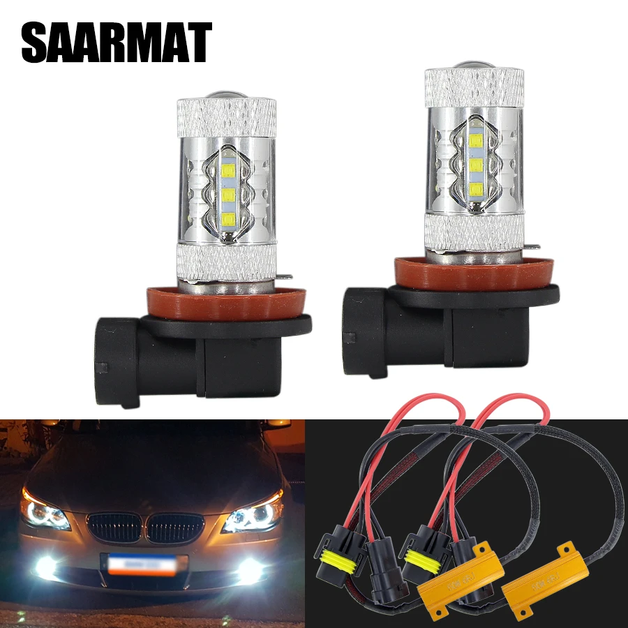 2x CanBus H8 H11 светодиодный лампы для противотуманных фар нет ошибок BMW 3/5 Series 328i 335i E39