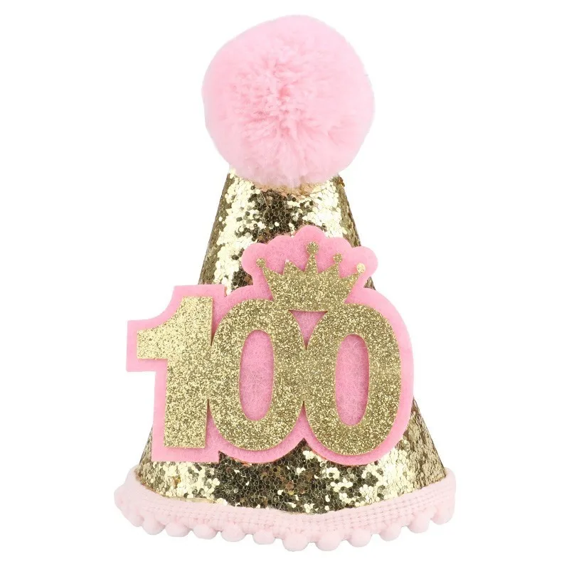 pink 100 days Pet шапки для собак для кошек и собак, наряд на первый день рождения пайеткам Головные уборы Регулируемая бейсбольная кепка для рождественской вечеринки аксессуары для домашних животных для щенка - Цвет: pink 100 days