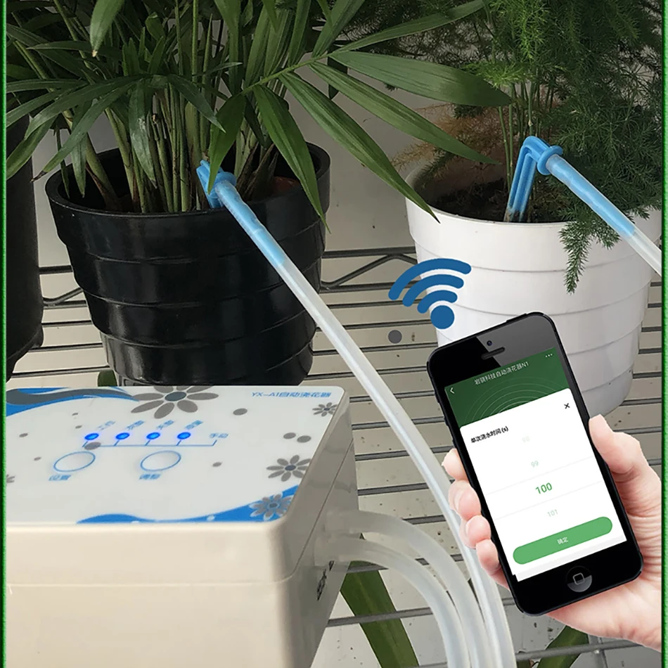 Мобильный телефон wifi автоматическое устройство орошения дистанционное управление садовое растение utomatic Капельное орошение система водяной насос таймер инструмент