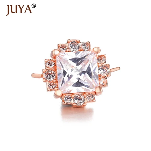 rose gold Фурнитура для бижутерии, кристалл цветок коннектор, для производства серег, браслетов, колье,фурнитура для сережек - Цвет: rose gold