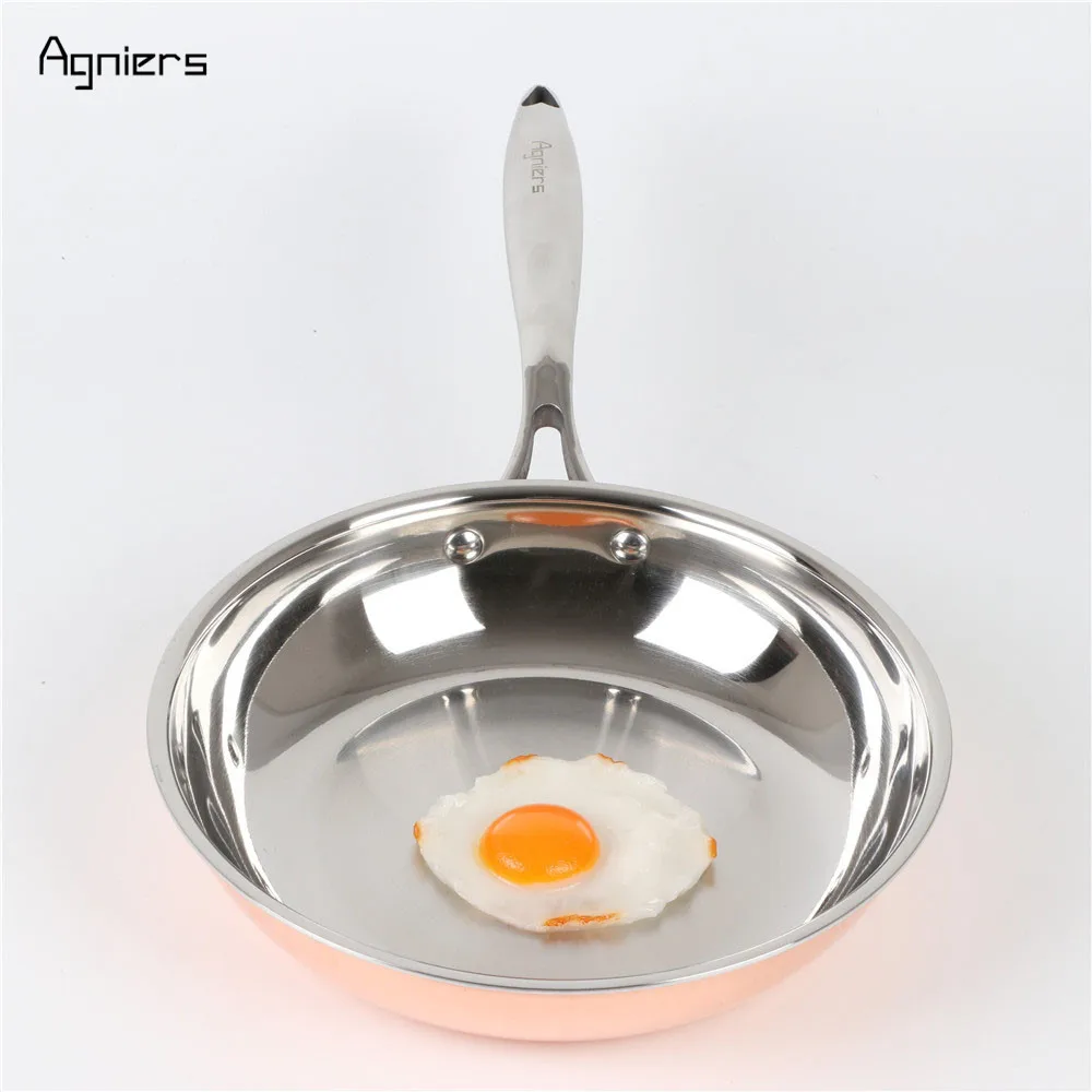 Разноцветные медные сковороды Agniers 26 см с 10 дюймовым краем из нержавеющей стали