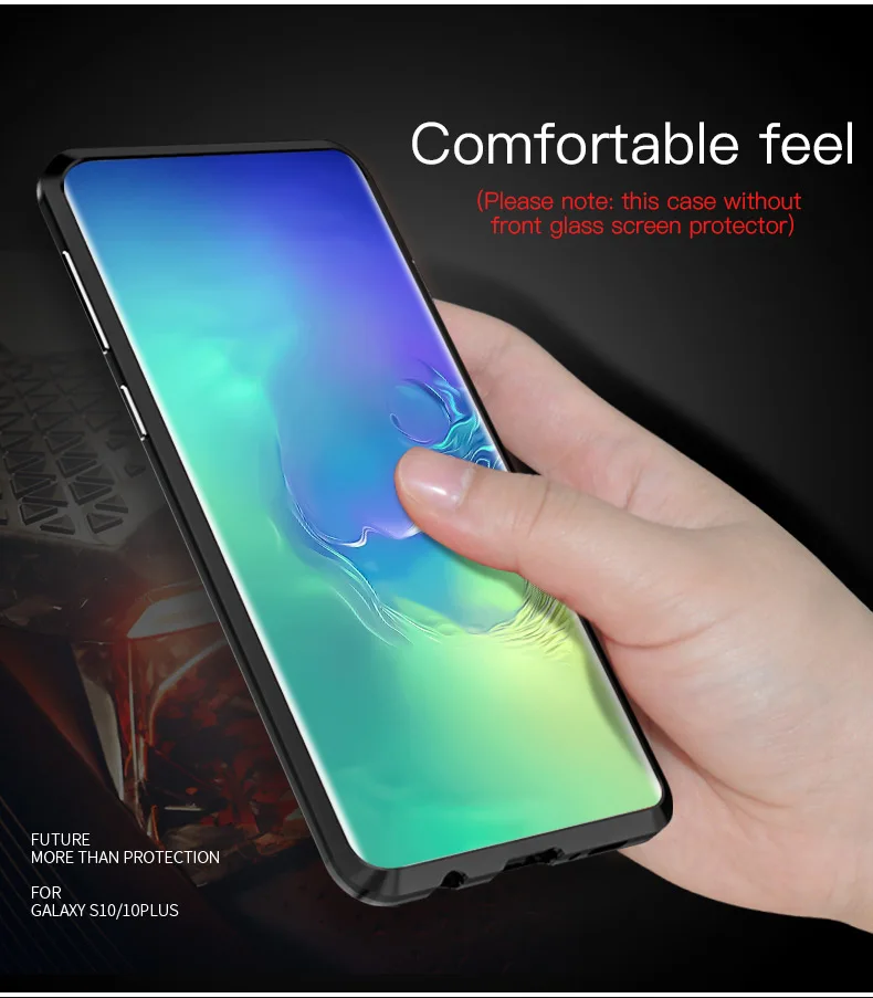 Магнитный чехол LUPHIE для samsung Galaxy S10 Plus S10e, Магнитный чехол, прозрачная Задняя стеклянная крышка для samsung S10 Plus S10e, металлический бампер