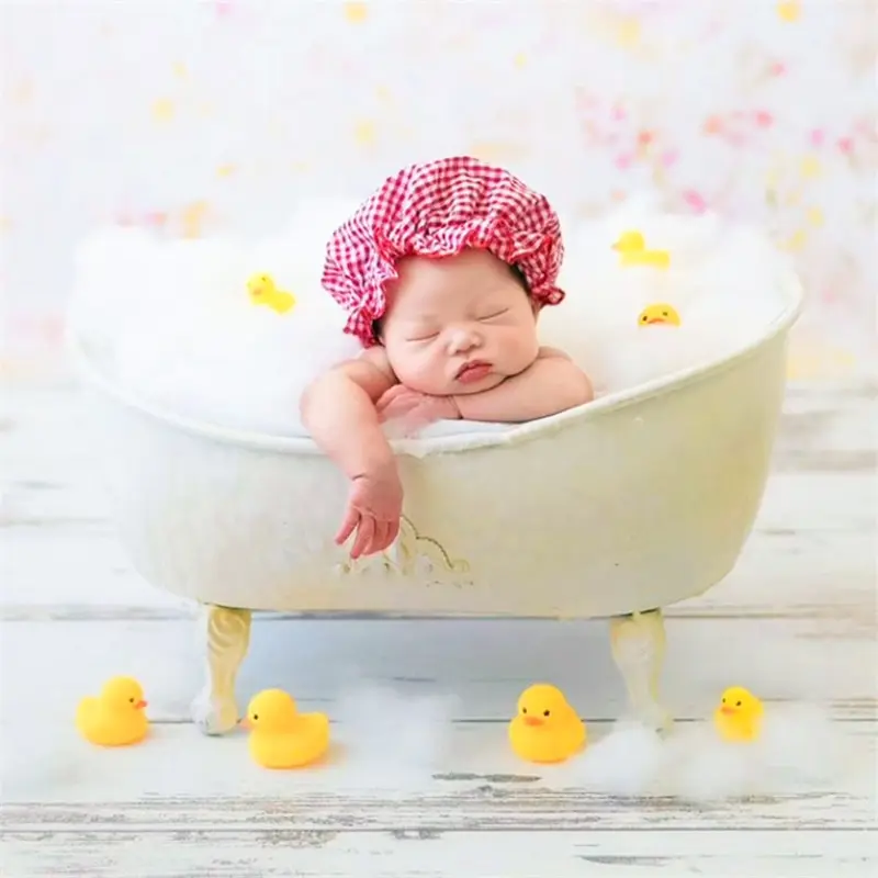 Baby bathtub newborn photography props infant photo shooting props sofa posing shower basket accessories  yellow duck & cotton