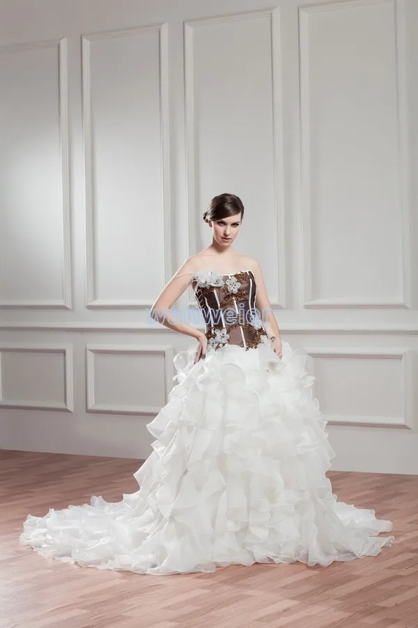 free shipping 2016 new design hot seller handmade flowers small train bridal gown married high-end customize size wedding dress | Свадьбы и