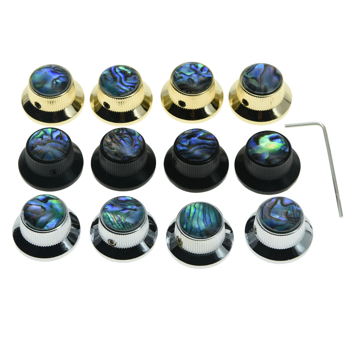 KAISH 4x набор винтов Abalone Топ хром/черный/золотой гитара бас шляпа ручки