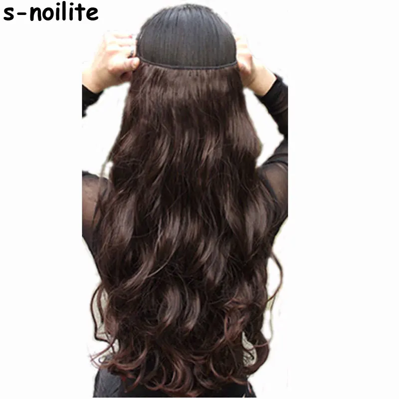 S-noilite, 18-28 дюймов, длинные волосы на заколках для наращивания, 1 шт., синтетические, настоящие натуральные волосы, 3/4, на всю голову, черный, коричневый