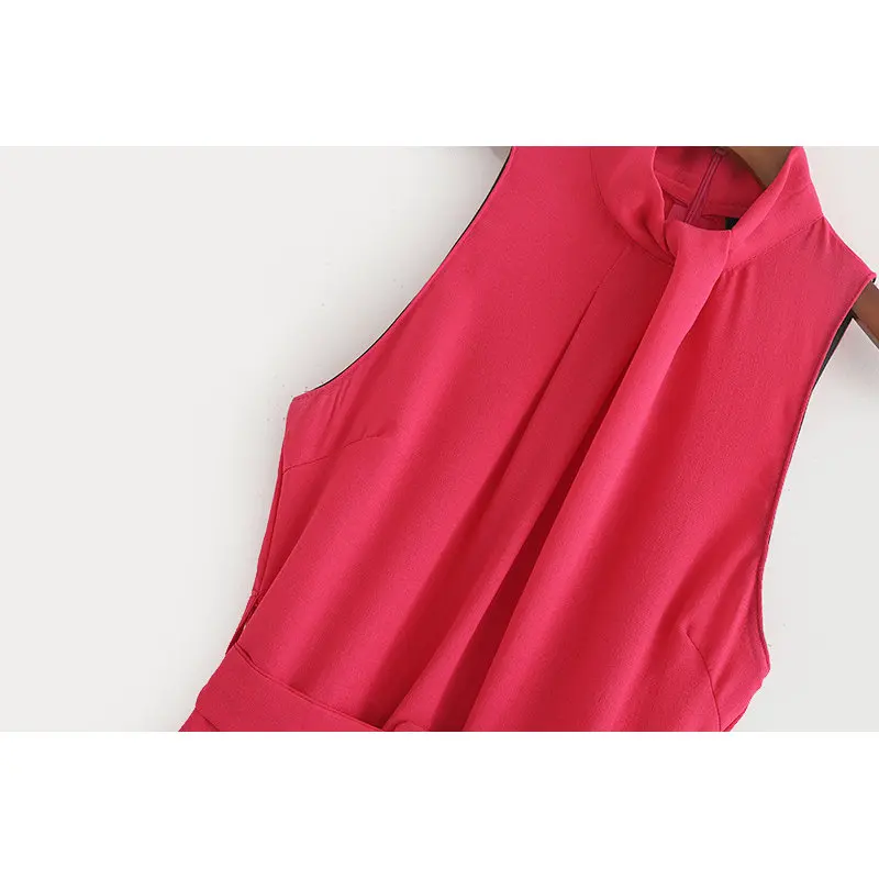 2019 Модные женские комбинезоны ярко-розовый длинный без рукавов юмокостюмы