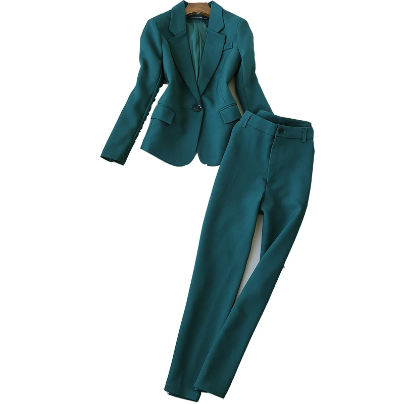 Женские деловые костюмы Модный женский брючный костюм облегающий куртка с