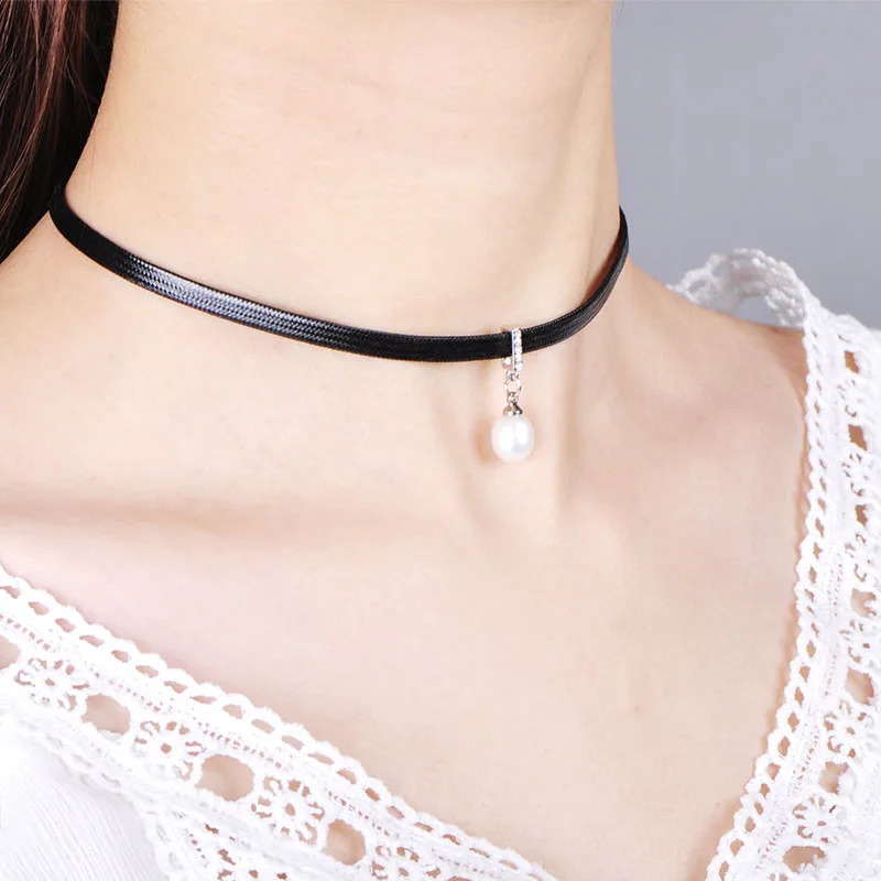 MECHOSEN подвеска с искусственным жемчугом кожаный ошейник Серебрянное колье чокер