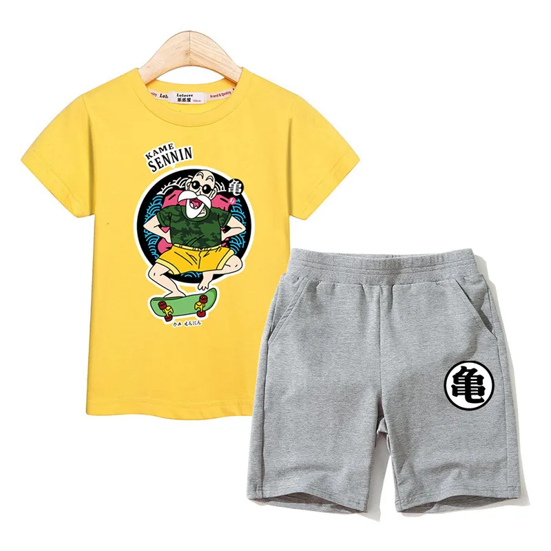 Kids costume boys summer clothing Master Roshi t-shirt shorts 2pc suits clothes cartoon children outfit tees+ pants sets | Детская