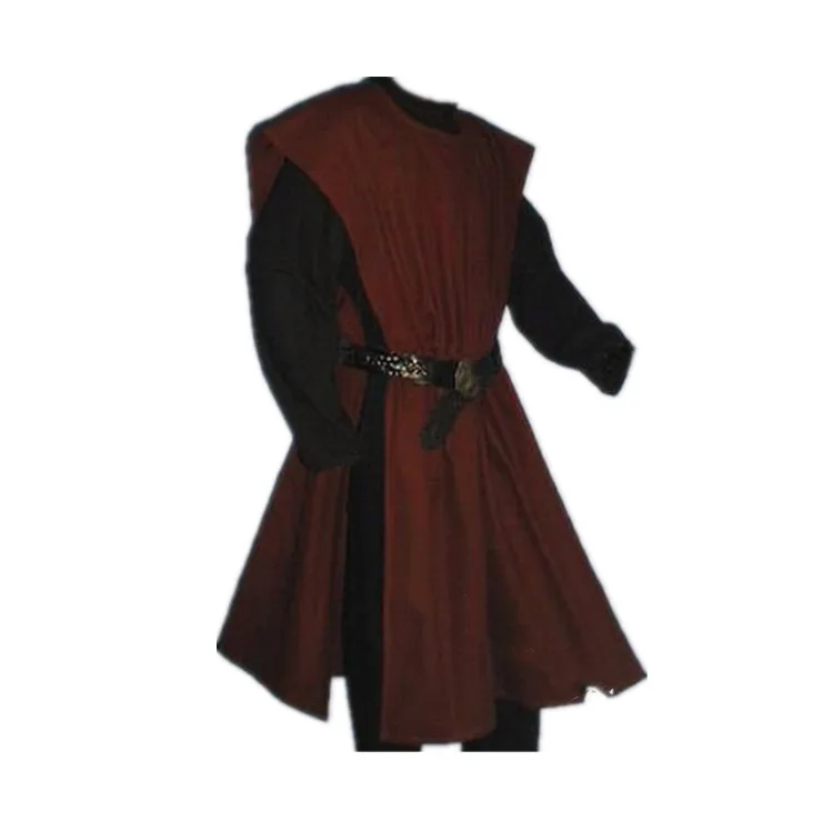 Medieval Warriors Knight Templar Crusader Costume For Adult Men Gown Shirt Top Cross Tabard Surcoat Tunic Clothes Belted 3XL 4XL |