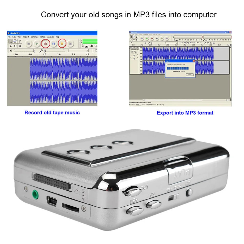 Ezcap 218B для оцифровки кассет с выходом USB кассета Tape to MP3 конвертер easycap стерео Hi Fi