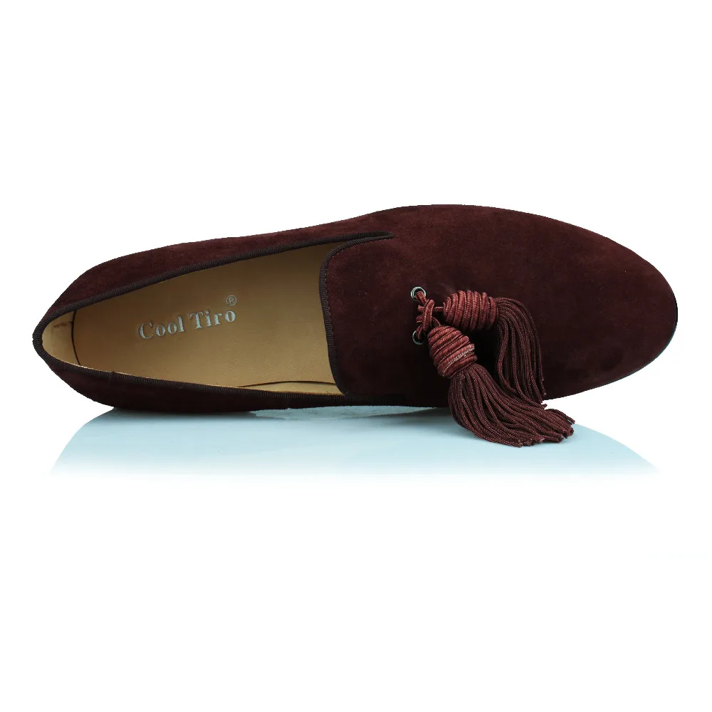 COOL TIRO Brown tassel Sheep suede shoes men brand casual flats dress footwear work office designer Smoking Slippers Wedding | Обувь