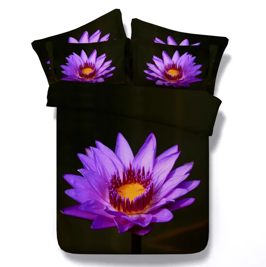 Комплект постельного белья из пурпурного одеяла с 3D цветочным рисунком