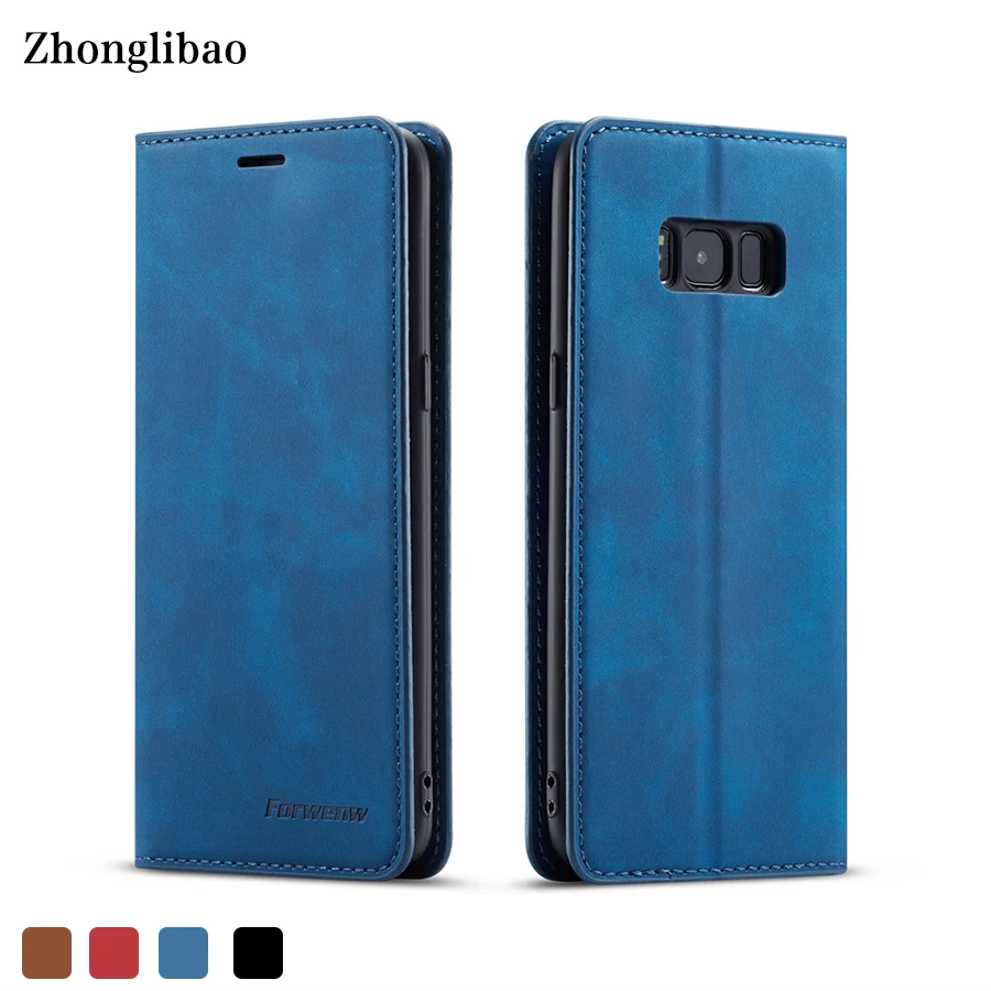 Роскошный кожаный флип-чехол с магнитной застежкой для телефона Samsung Galaxy S8 Plus