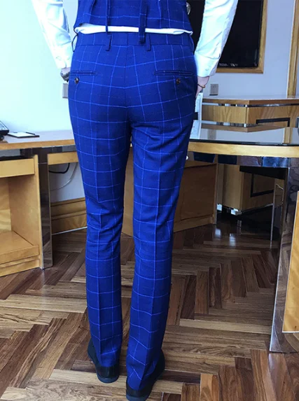 Модный мужской Клетчатый жилет Размер S M L XL 2XL 3XL тонкий удобный элегантный мужской свадебный костюм жилет - Цвет: navy blue pants