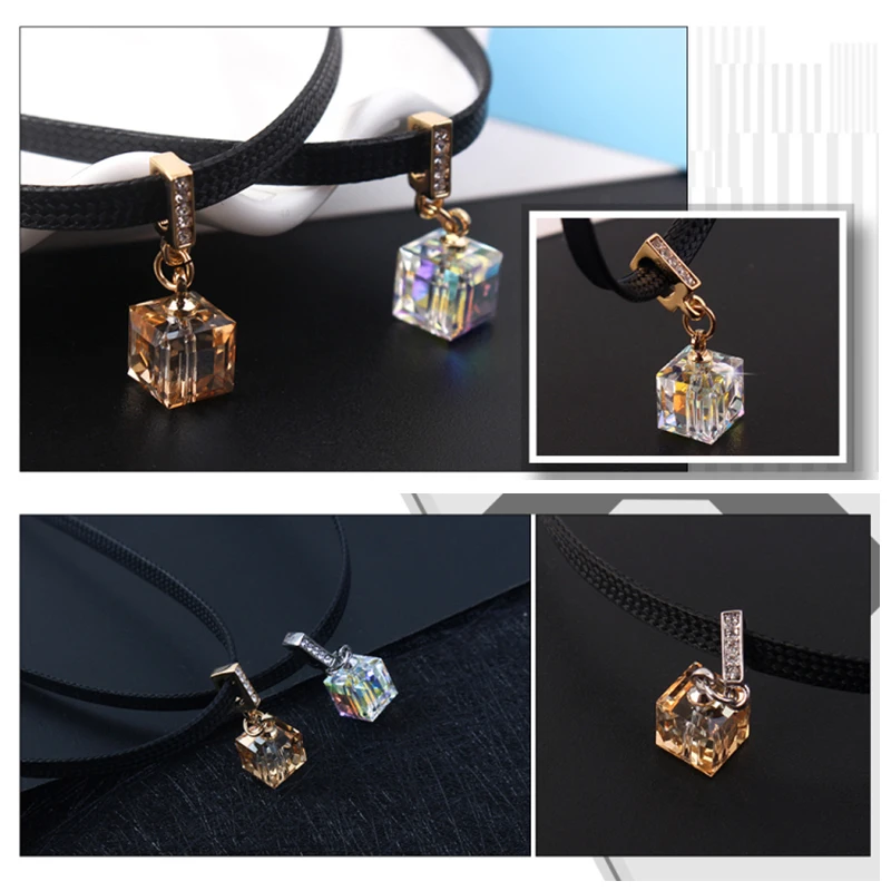 Перегородка красочные квадратные Кристаллы бисера от Swarovski ожерелья-Чокеры для