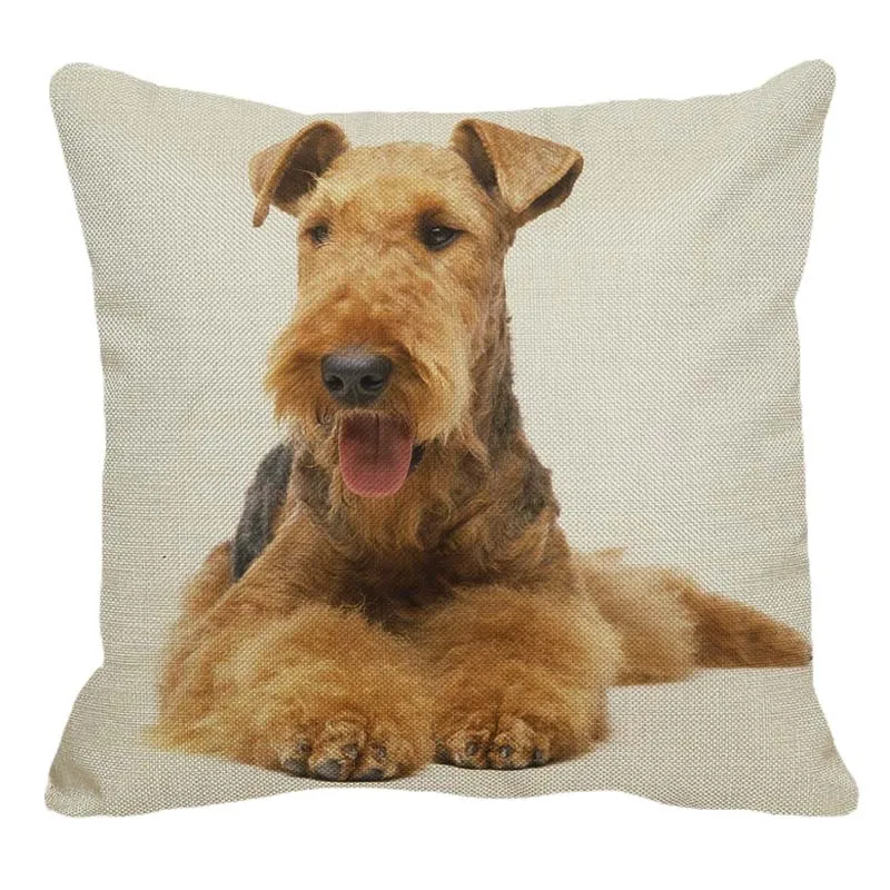 

XUNYU Airedale Terrier, стандартный Рисунок, льняная подушка, чехол для дивана, квадратная декоративная наволочка, искусственная подушка 45x45 см