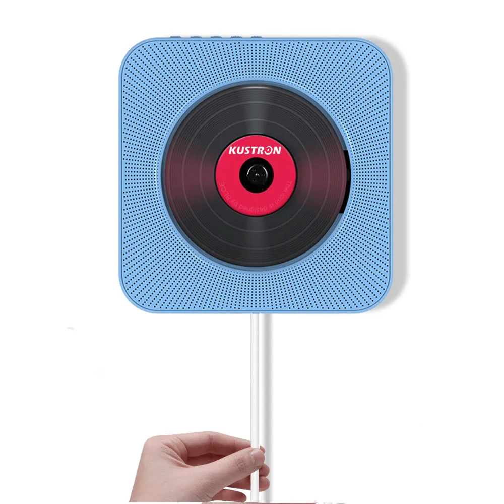 Синий Настенный Bluetooth cd-плеер, потяните переключатель с дистанционным HiFi динамиком USB привод плеер разъем для наушников AUX вход/выход - Цвет: Синий