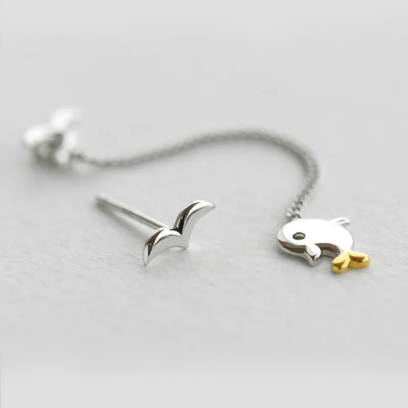 Асимметричные Длинные висячие серьги Flyleaf с кисточками в виде дельфина для