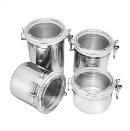 

Stainless steel cans storage jars moisture beans sealed Storage Bottles with