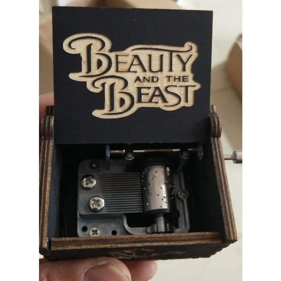 beauty beast Черное дерево красавица зверь рукоятка музыкальная шкатулка игра трон Звездные войны не может помочь влюбиться рождественские подарки на день рождения - Цвет: beauty beast