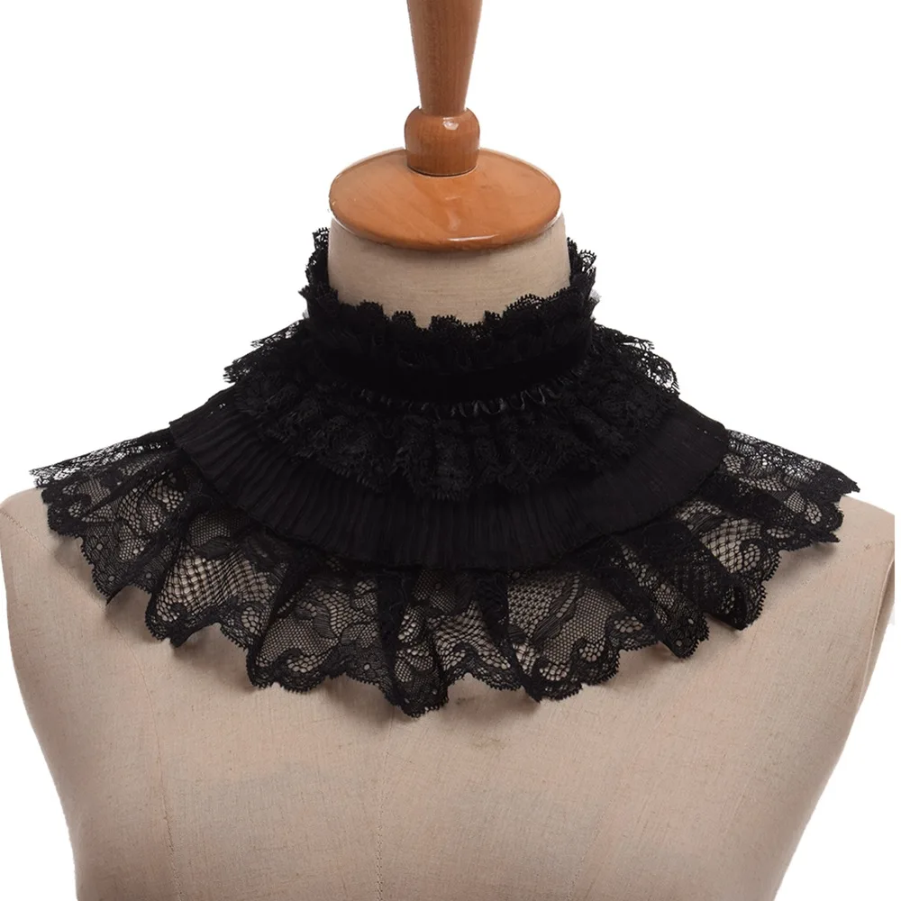 Черный съемный кружевной воротник Складки Шеи Ruff|ruff|ruff collar |