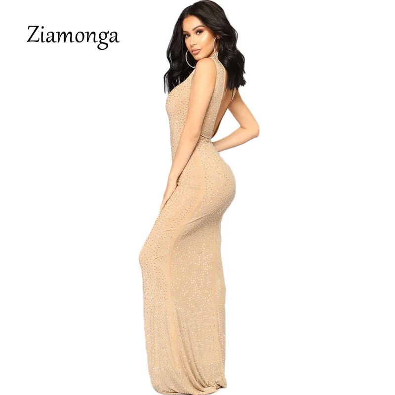 Ziamonga 2019 Vestidos Сексуальная блестками без рукавов трубы высокое средства ухода за