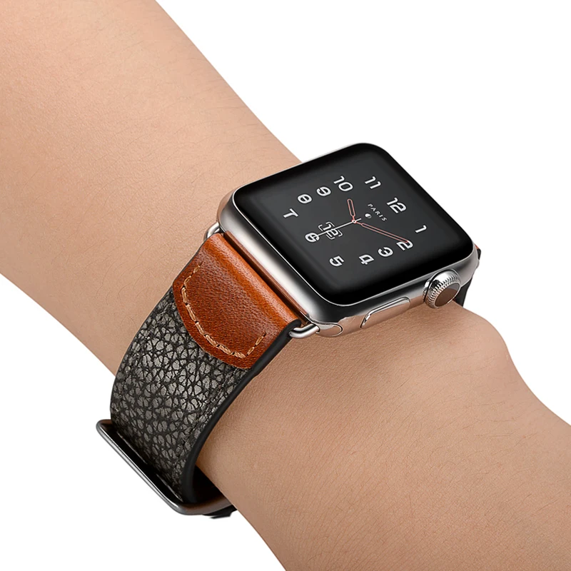 Ремешок кожаный высокого качества для apple watch band 44 мм 42 38 браслет с каменным узором