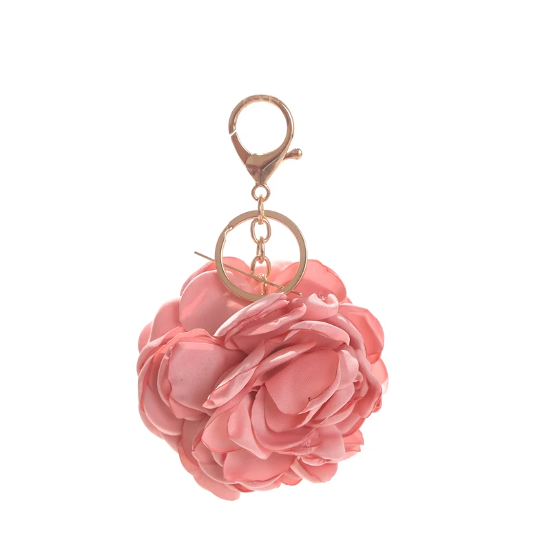 

New Hot Sale Cloth Rose Flower Key chain Bag keychain for Women Car Pendant Key Ring Jewelry Key Holder EH589