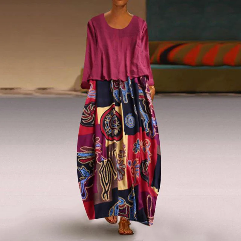 Женский богемный свободный однотонный комплект из 2 предметов с длинными