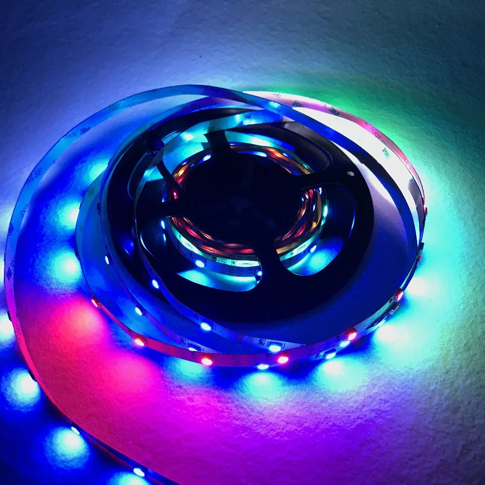 WS2815 DC12V адресуемых полный цвет RGB 5050 светодио дный полосы; 60 светодио дный s/m; 5 м; не-водонепроницаемый; IP33 белый PCB