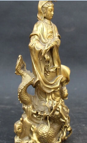 Быстрая доставка 10 &quotТибетский буддизм бронзовый Kwan yin Guan Yin Boddhisattva статуя богини