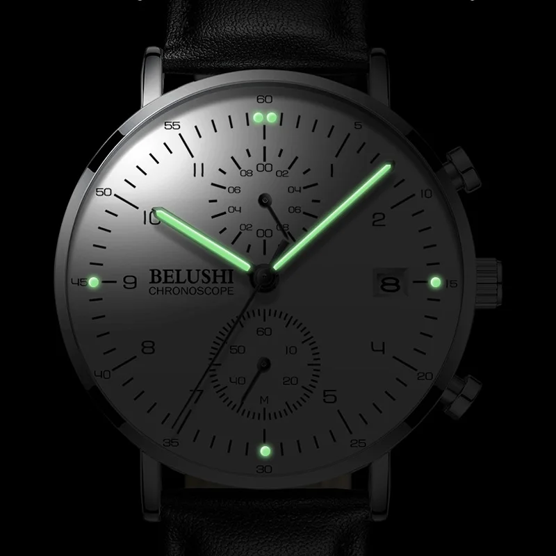 High Quality Men Watches Luminous Leather Casual Waterproof Quartz Watch Auto Date Male Clock Relojes Hombre Fashion 2019 | Наручные часы
