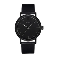full black relojes watches welcome distributor top quality quartz wristwatch top grain leather strap
